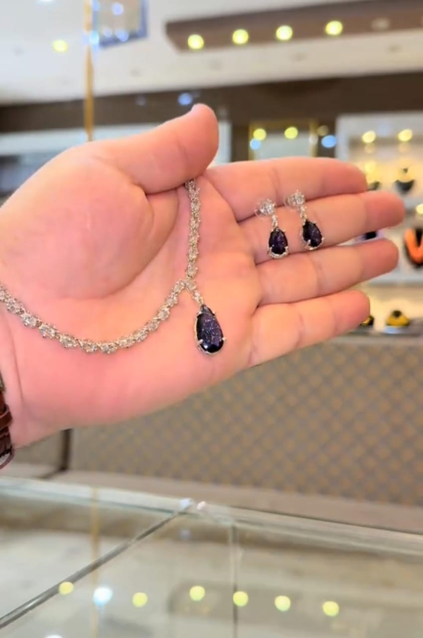 American Zircon Stone Necklace Set