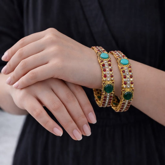 Golden Premium Zircon Bangle Set